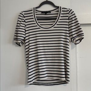 Veronica Beard Navy and White Striped Tee